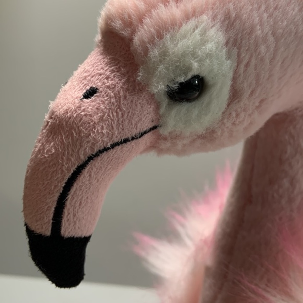 Aurora plush flamingo 🦩  fluffy faux fur body, faux suede beak and legs. - Picture 4 of 10